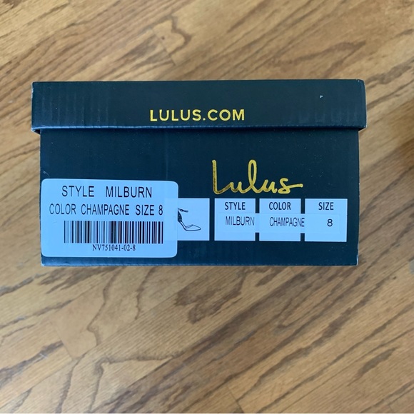 Lulus Milburn Champagne Satin Rhinestone Ankle Strap Heels - Size 8 - Picture 5 of 6